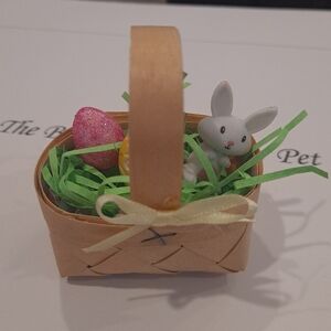 Vintage Mini Easter Basket with Bunny and Egg